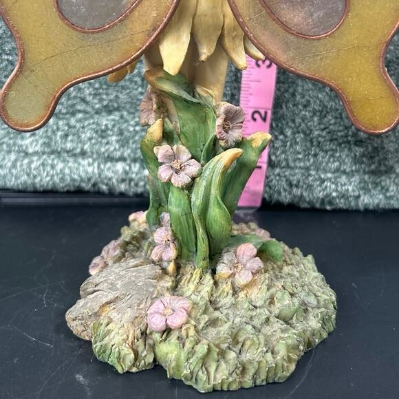 Vintage Fairy Mounted Cast Resin w Wings Tea Light Holder Hand Painted - Picture 7 of 14